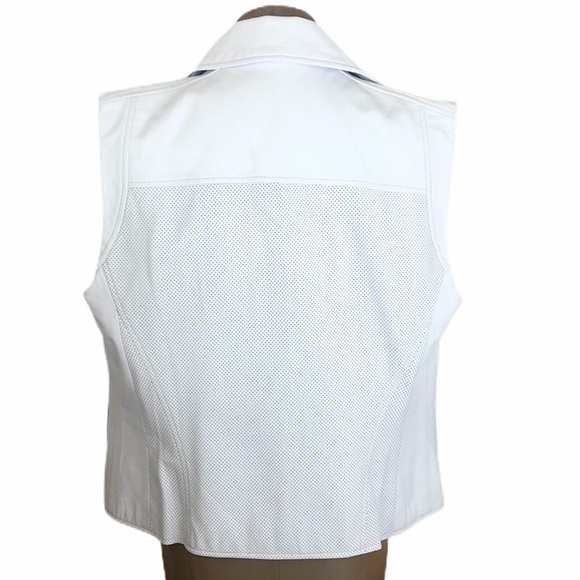TRUTH & PRIDE White Perforated Leather Vest L - Picture 6 of 11